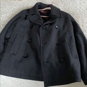A Merona wool grey medium length trench coat